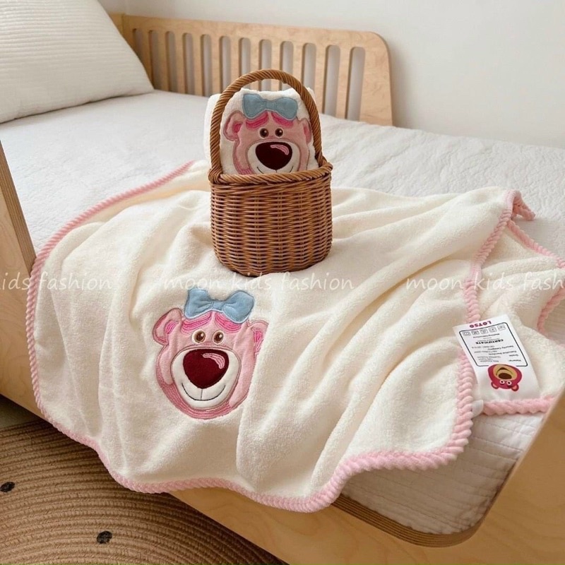 SÉT KHĂN MẶT + KHĂN TẮM GẤU LOTSO DÂU TÂY DISNEY XINH ƠI LÀ XINH