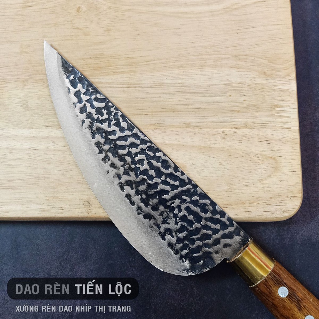 Dao Bầu Thép Nhíp Ô Tô Dập Vân 2 Mặt - Cán Gỗ Cẩm Chỉ Cao Cấp