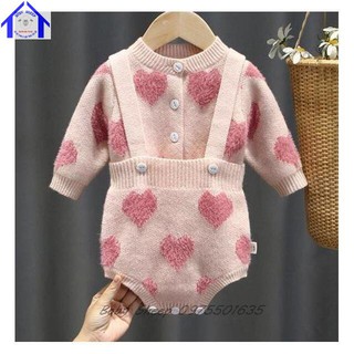Bộ yếm len lông cừu và áo khoác cardigan họa tiết trái tim dành cho bé gái HÀNG CAO CÂP LOẠI 1
