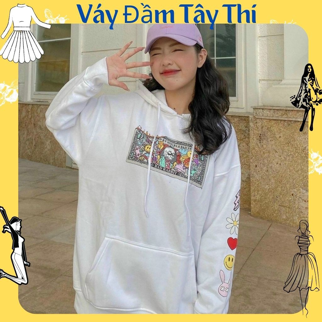 Set hoodie nữ, áo hoodie nữ form rộng kèm quần leging tay phối họa tiết form chuẩn hàng cao cấp Tây Thi Shop
