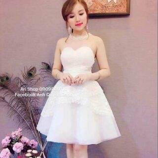 Đầm xòe cúp ngực lưới xéo tầng