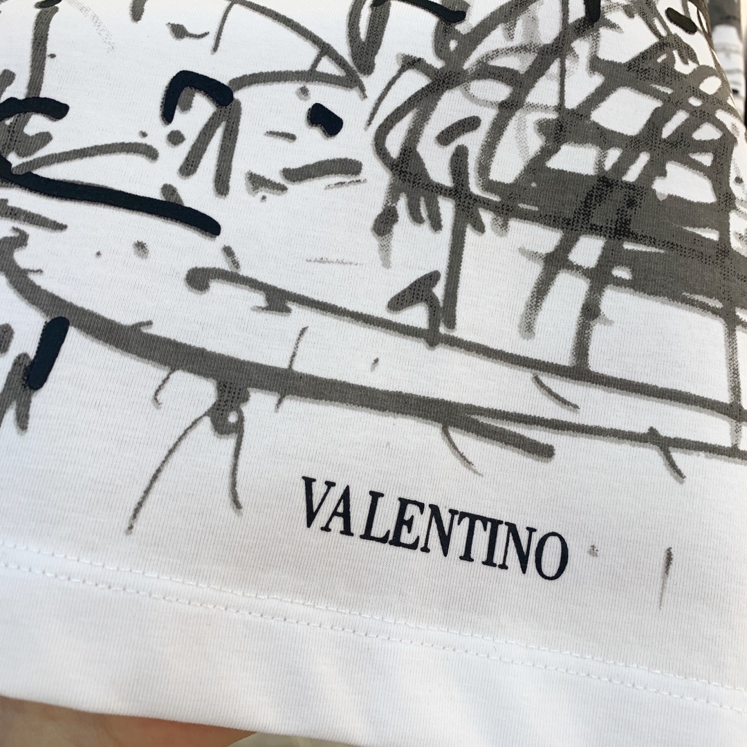 Áo Thun Nam Ngắn Tay Cổ Tròn In Chữ Valentino 1n0 2021