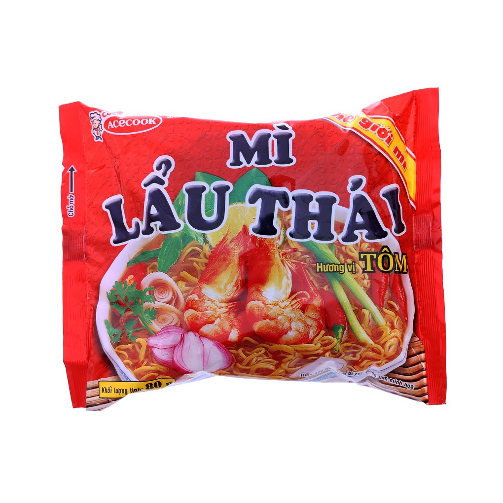 Combo 5 gói Mì Lẩu Thái Tôm Vina Acecook Gói 80G  (Sale)