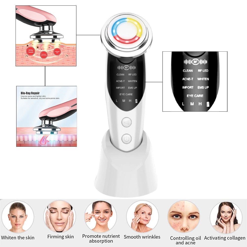 Máy Mát Xa Nâng Cơ Mặt 7 Trong 1 Có Đèn Led Chuyên Dụng Cho Chăm Sóc Da Mặt