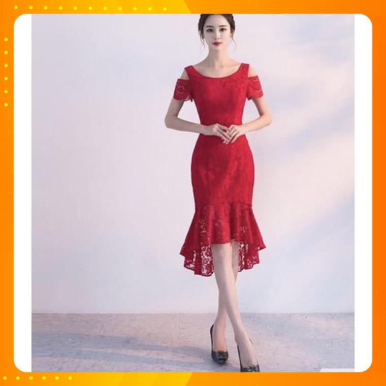 Đầm Ren Đuôi Cá Cao Cấp, Váy Dự Tiệc đỏ Size M