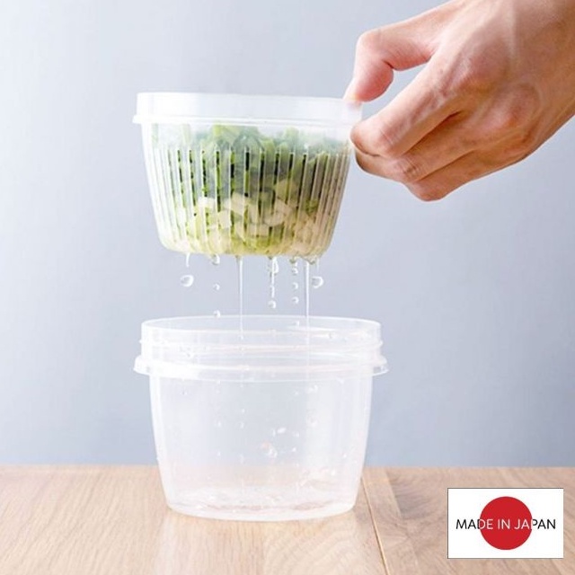 Hộp đựng thức ăn thực phẩm 2 lớp dáng tròn 500ml dùng được lò vi sóng Nakaya Nhật Bản