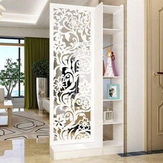 Vách ngăn cnc hoa hồng liền kệ trang trí đơn bên phải