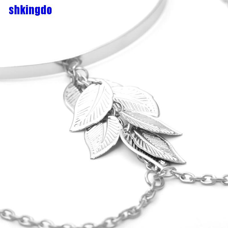 Vòng tay hợp kim hình lá phong cách Boho