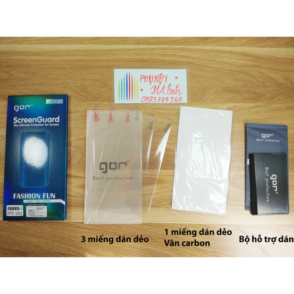 Bộ 3 Miếng dán HTC U11 / U11 Plus Full màn hãng Gor cao cấp