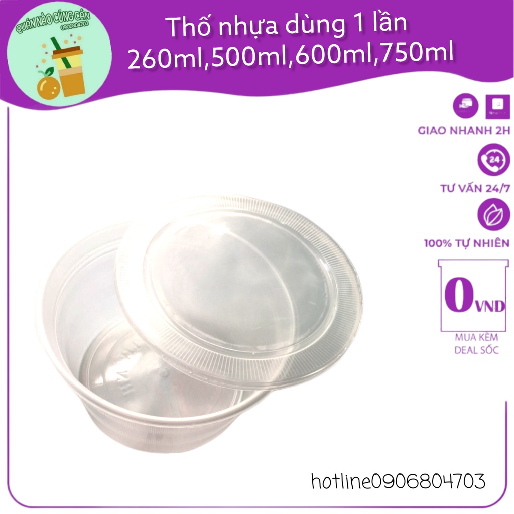50 thố nhựa, hộp nhựa có nắp đựng chè, đựng cháo, thực phẩm đa năng dùng một lần - Quán nào cũng cầ