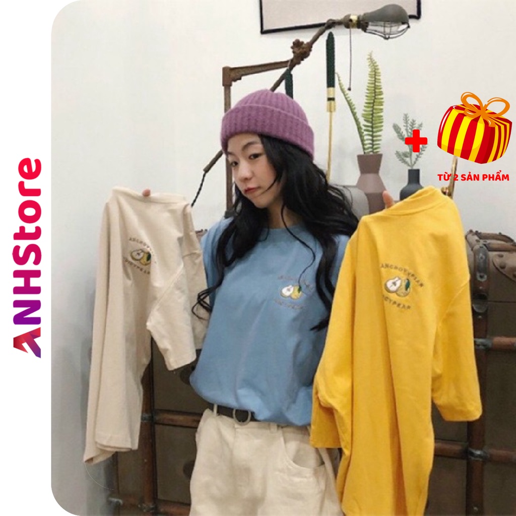 Áo thun tay lỡ phông Unisex nam nữ oversize form rộng ulzzang THÊU BƠ ANHStore A38