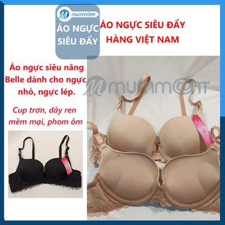 Áo ngực siêu nâng đẩy Belle trơn, bản lưng ren thích hợp cho cả ngực nhỏ - Mummart