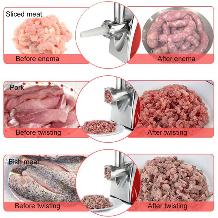 [Mã 155ELSALE giảm 7% đơn 300K] Máy đùn thịt, máy xay thịt cá nhanh chóng, an toàn lưỡi dao không gỉ