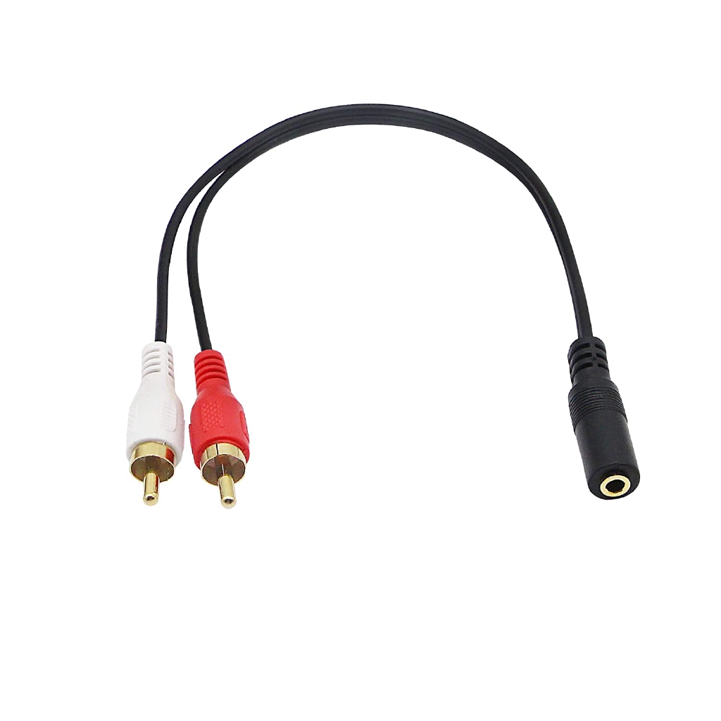 0.2m Gold 3.5mm Female Stereo Jack to 2 RCA Plug AUX Auxiliary Headphone Adapter Audio Y Cable(Black)(2-Pack)