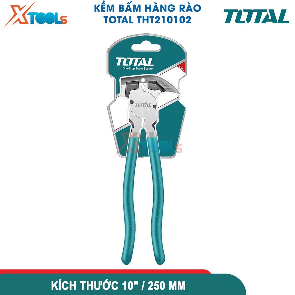 Kềm bấm hàng rào 250mm TOTAL THT210102, đầu kềm được đánh bóng và mạ đen, siêu cứng chống rỉ sét cong-CHÍNH HÃNG-XTOOLS