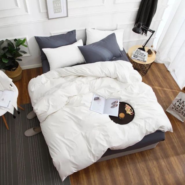 Bộ CHĂN GA GỐI KHÁCH SẠN NHÀ NGHỈ Đũi Trắnng trơn chất lượng | BigBuy360 - bigbuy360.vn