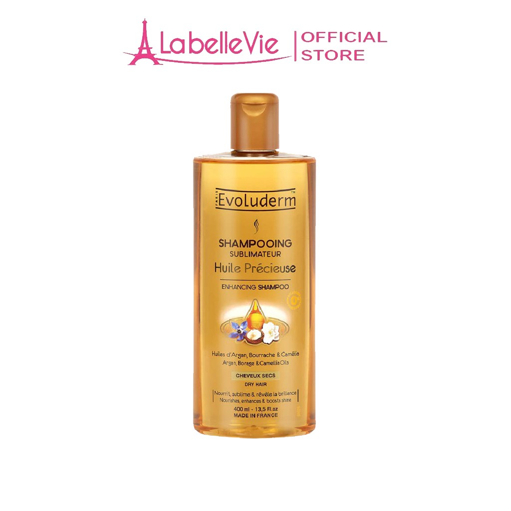 Dầu gội Evoluderm Huile Precieuse Shampoo chiết suất tinh dầu quý hiếm và hoa Anh Thảo 400ml (17305)