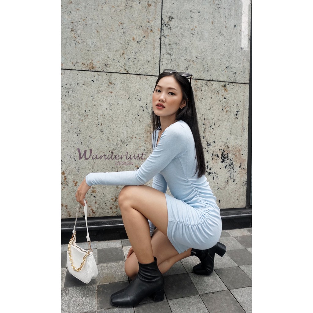 Kelly Dress - Đầm ngắn rút dây tay dài 2 màu