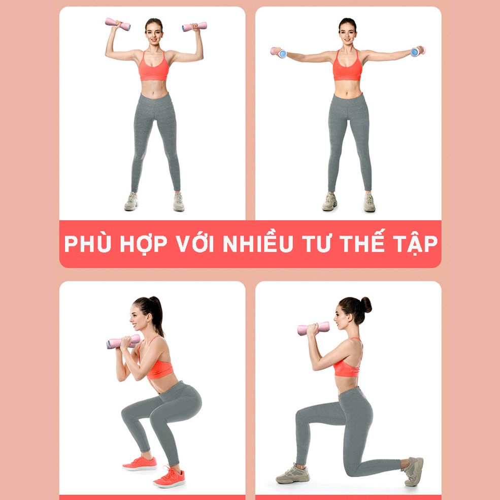 Tạ tay nữ tập yoga Dumbell 2 - 4 kg - thiết bị tập tạ nhựa giảm cân thon tay - tăng cường sức khỏe mùa dịch
