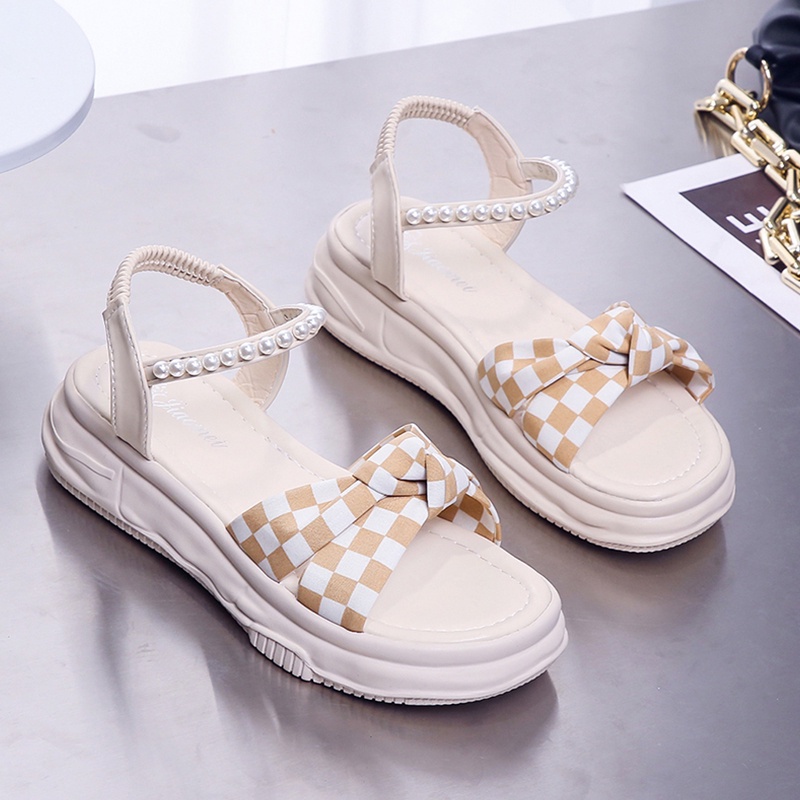 IELGY Xăng đan đế dày phong cách Roman thời trang đi biển cho nữ