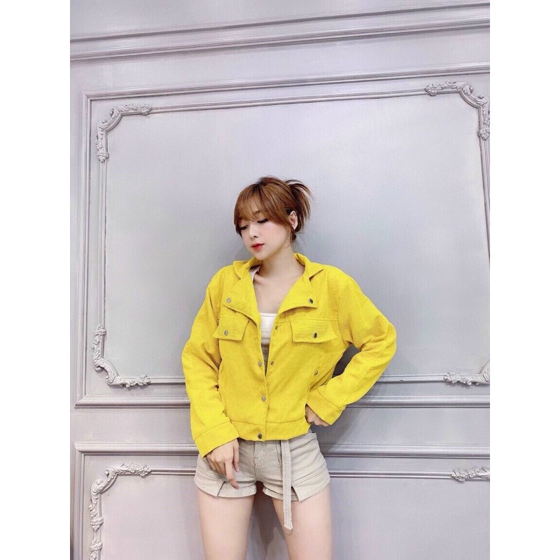 áo khoác nhung gân tăm cổ vest mẫu xinh dễ mặc 2021 | BigBuy360 - bigbuy360.vn