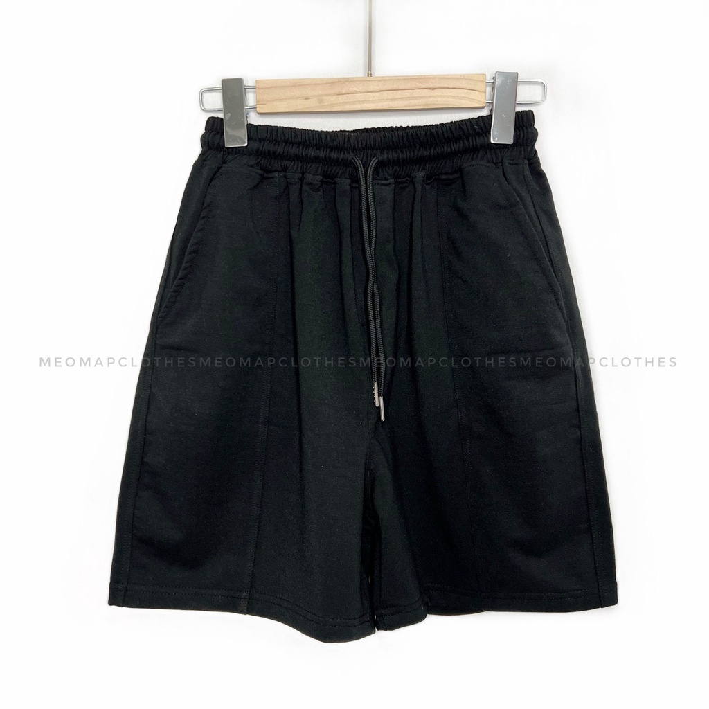 Quần short thun da cá bigsize nam nữ unisex ống rộng lưng chun