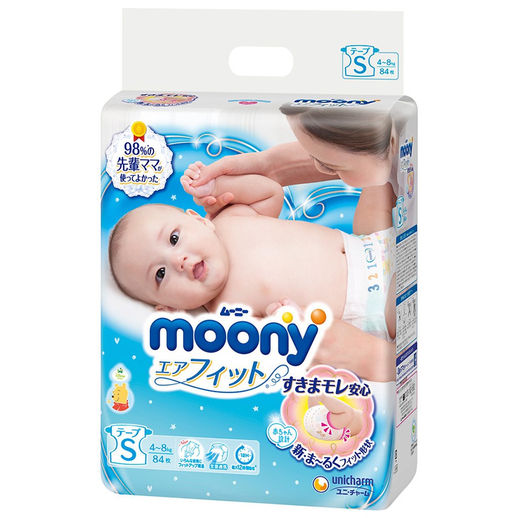 Tã dán/quần Moony Newborn, S84, M64, L54 ,M58, L44 Girl, L44 Boy