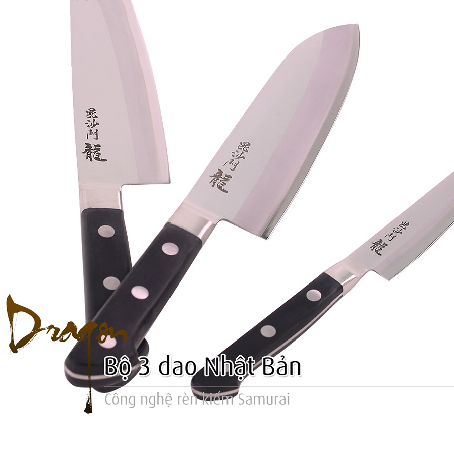 [Hàng chính hãng] Bộ 3 dao nhà bếp cao cấp Nhật Bản | DRAGON