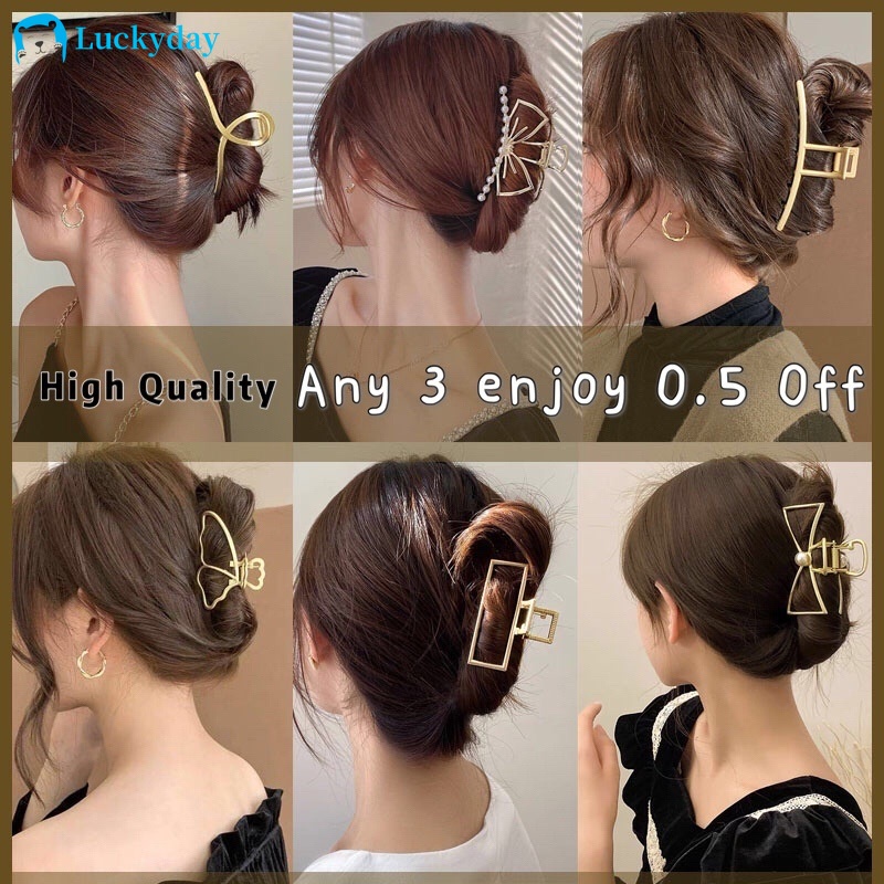 Kẹp tóc kim loại kiểu hàm cá mập đính ngọc trai giả xinh xắn kiểu Hàn Quốc cho nữ