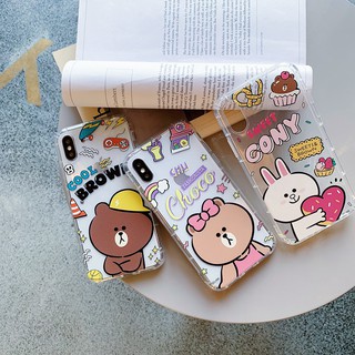 Ốp điện thoại TPU in hình gấu Brown/ thỏ Cony dễ thương cho iPhone 6 6S 7 8 6Plus 6Splus 7plus 8plus X XR XS XSMAX