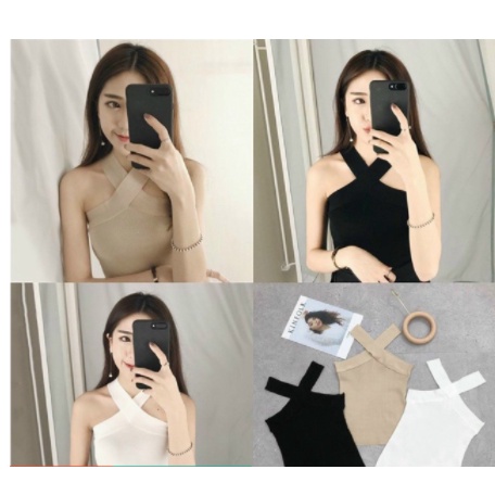 Hàng Đẹp) Áo Thun Body 2 Dây Phối Chéo,áo bra dáng Croptop tăm dãn,#Áo phông nữ cá tính