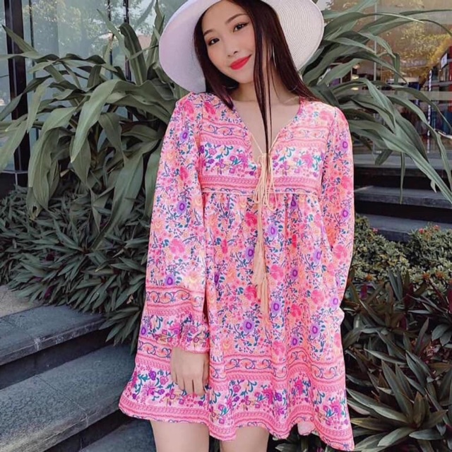Đầm boho hồng
