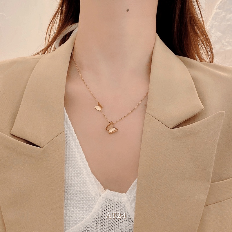 [KHÔNG ĐEN GỈ] Dây chuyền nữ hình bướm titan cao cấp - Mely AT24