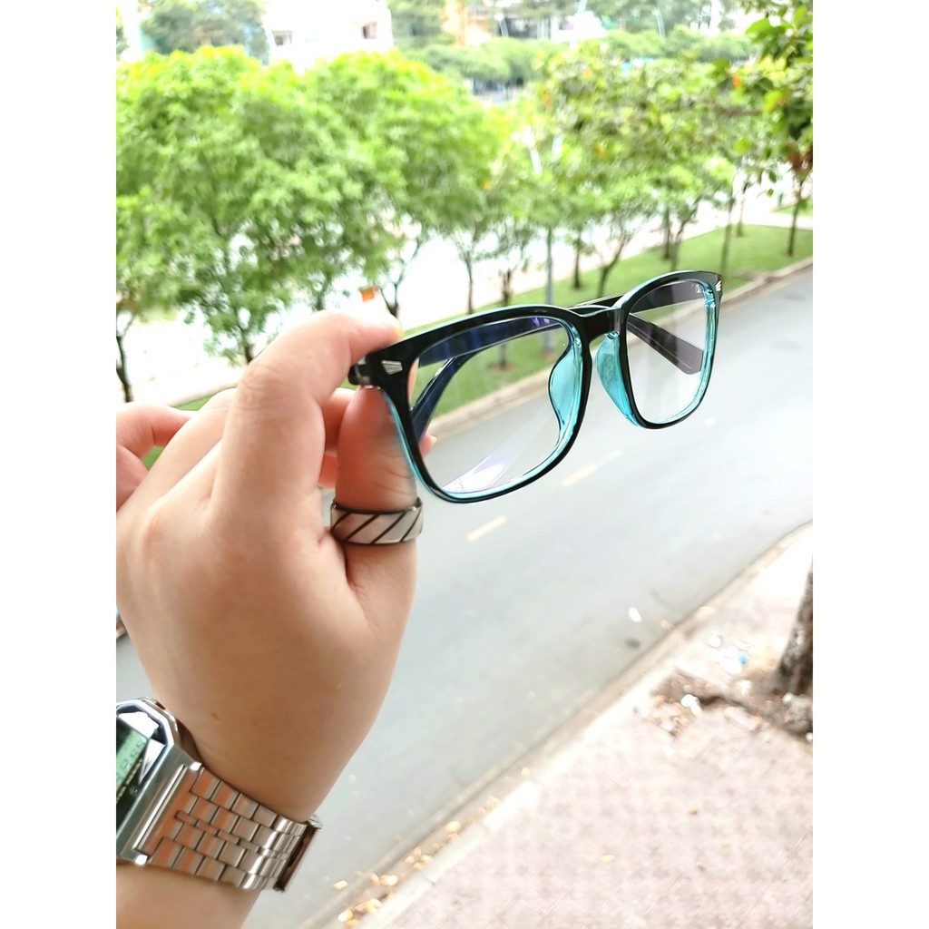 Gọng kính cận vuông D1004 phù hợp cả nam và nữ form mặt vuông, dài, góc cạnh kèm sẳn tròng 0 độ chống ánh sáng xanh | BigBuy360 - bigbuy360.vn