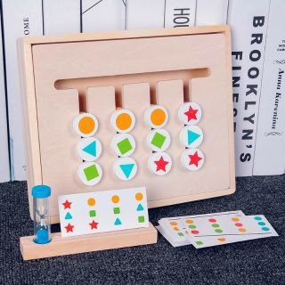 Đồ Chơi Toán Logic 4 màu- Ghép Hình Theo Mẫu Kèm Đồng Hồ Cát- Four Color Game