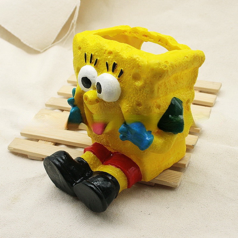 Nhành Cây Giả Bằng Nhựa resin Màu Vàng Ẩn Trang Trí Bể Cá