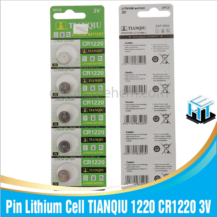 Pin Lithium Cell TIANQIU 1220 CR1220 3V (Trong vỉ)