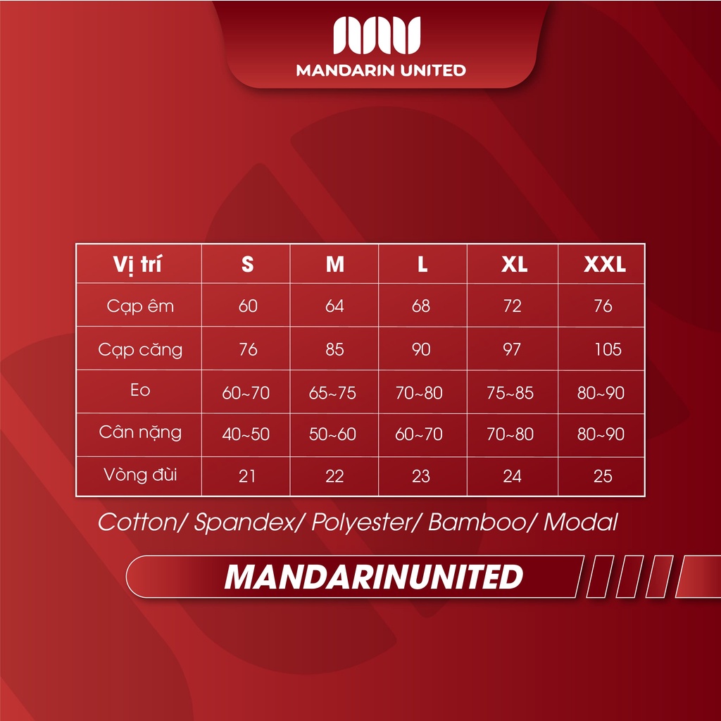 Quần lót nam MANDARIN UNITED sịp đùi thông hơi co giãn đa chiều thấm hút - 02326