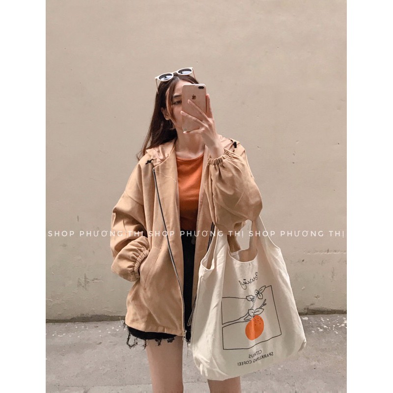 Áo khoác nhung lì kéo khoá tay phồng 2 lớp (hình thật/sẵn)