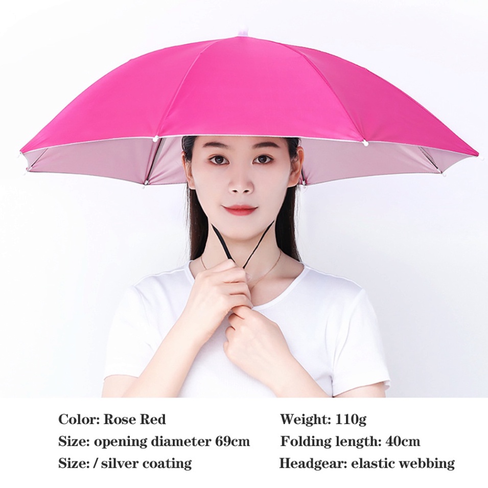 Dù đội đầu có thể gập lại tiện dụng cho câu cá/ đi bộ đường dài/ cắm trại/ bãi biển/ thể thao ngoài trời che nắng - y hì