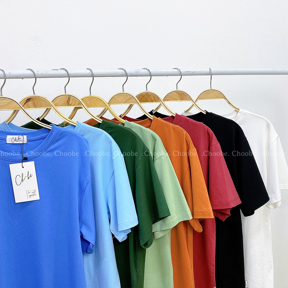Áo thun unisex Choobe phông trơn nam nữ form suông rộng nhiều màu sắc vải cotton cao cấp màu Đen Trắng A33