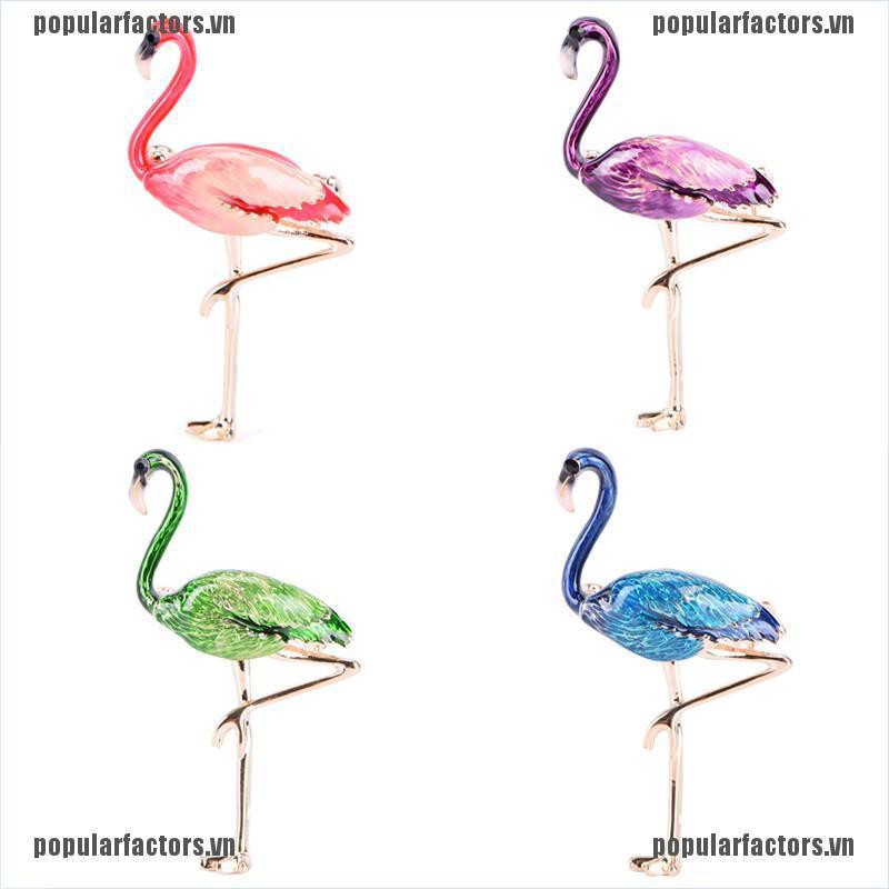 Ghim Cài Áo Hình Chim Hạc Màu Hồng Dễ Thương