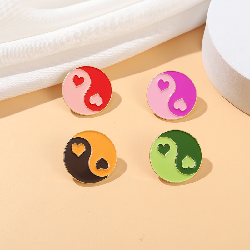 Ghim Cài Áo Kim Loại Hình Trái Tim/Tròn Nhiều Màu Sắc