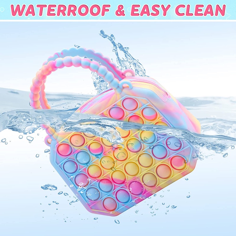 Túi đeo chéo kết hợp đồ chơi bóp bong bóng bằng silicone xinh xắn dành cho bé gái
