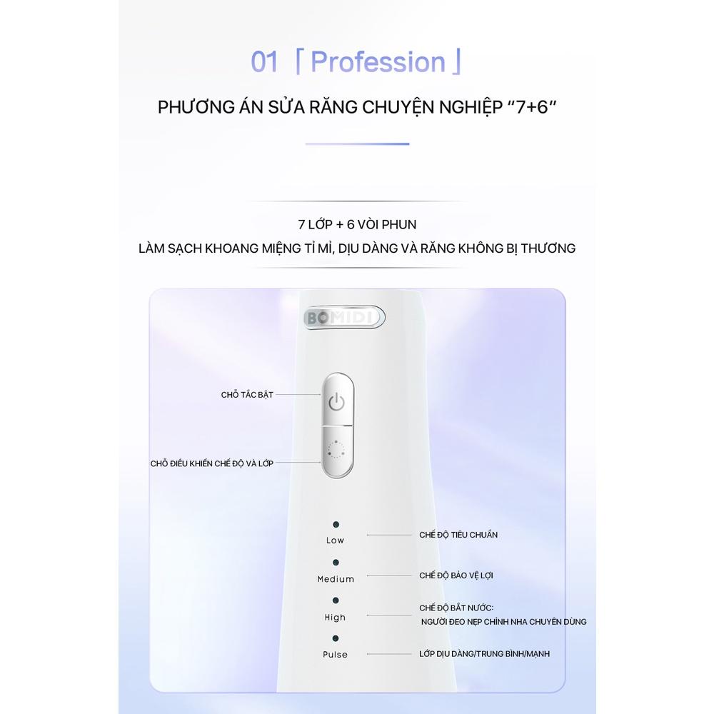 Máy tăm nước BOMIDI D3 PRO - máy tăm nước cầm tay ,xịt vệ sinh răng miệng , 7 chế độ - Minh Tín Shop