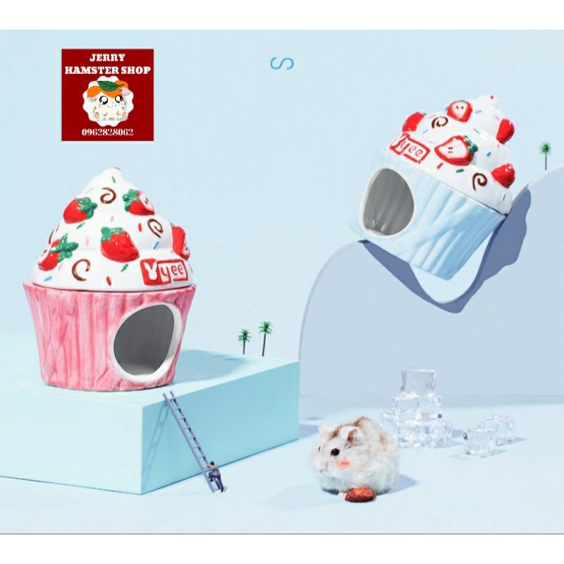 [Yee]Nhà sứ bánh kem dâu cho hamster và thú cưng nhỏ