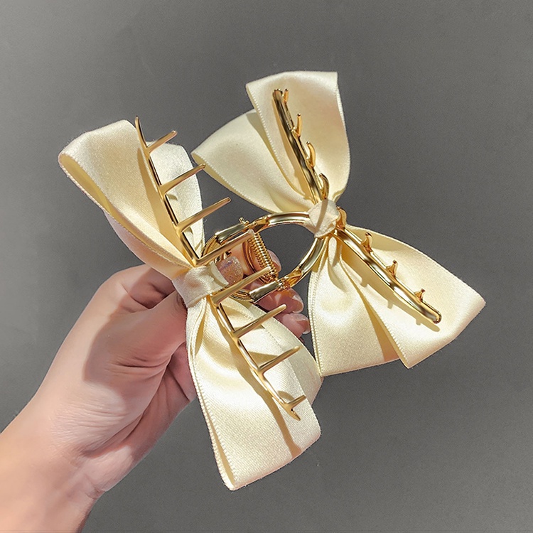 Kẹp Tóc Nơ Bằng Kim Loại Satin Đơn Giản Cho Nữ
