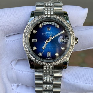 Đồng hồ Nam Ro-lex máy nhật mặt xanh vành đá dây dọc đá 41mm dòng cơ Automatic day date