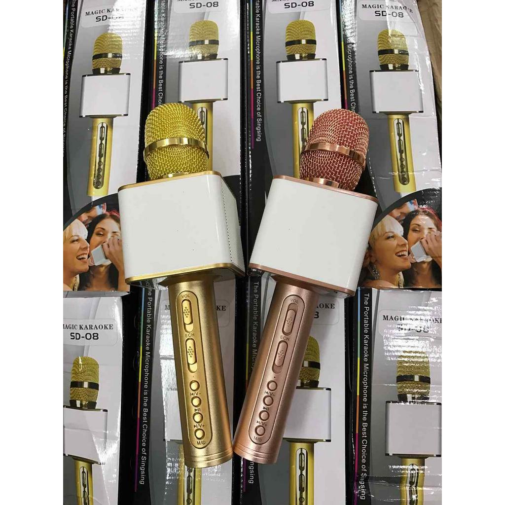 Micro Karaoke bluetooth Míc Hát Cầm Tay Có Loa Chất Lượng Cao Tiếng chuẩn hát bắt tiếng Magic sd08 New bản mới nhất