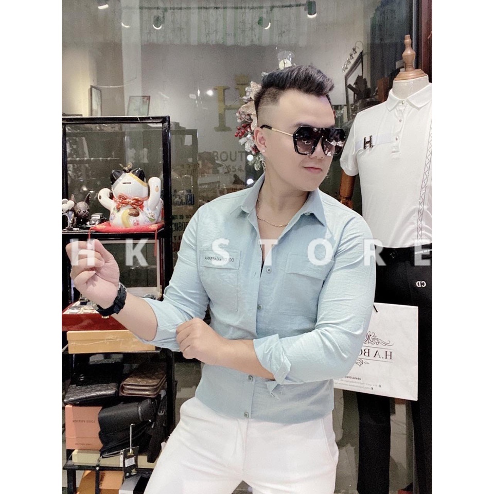Áo Sơ Mi Dài Tay Nam Nữ chất đũi thêu chữ thời trang Cao Cấp DTD04